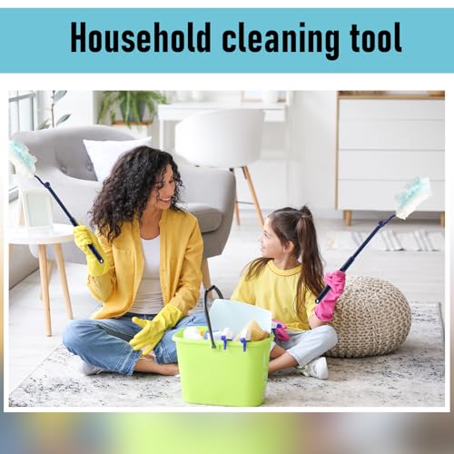 Image of Colingmill 4 Pcs 3 ft Replacement Handles Compatible with Duster Refills, Long Extended Handle Only, Adjustable Length for Ceiling Fans, Blinds, Shelves, Windows, Foldable & Extendable (Blue)
