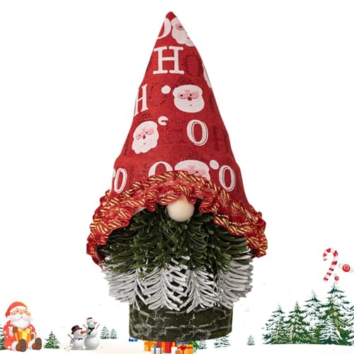 Christmas Gnome Statue, Faceless Gnome Decor, Tree Shape Gnome, Winter Gnome Figurine, Holiday Gnome Statue Festive Desk Decor Christmas Tree Gnome Gnome Centerpiece Decor Mantel Gnome Statue