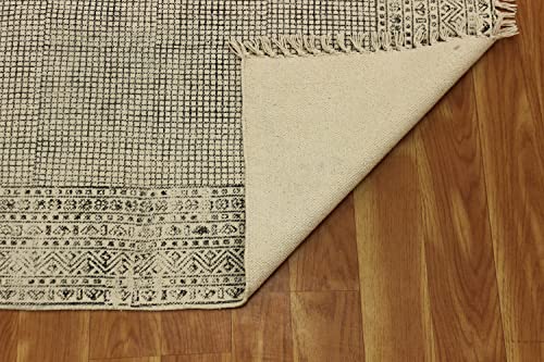 Tapis indien fait main en coton dhurrie géométrique gris 6m - 7