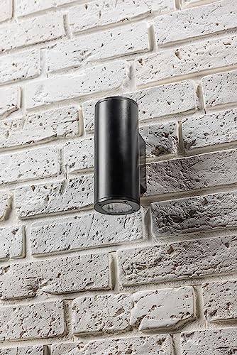 CGC Lighting Outdoor Wall Light Round Cylinder Garden Indoor Weatherproof Polycarbonate (Black) - Image 4
