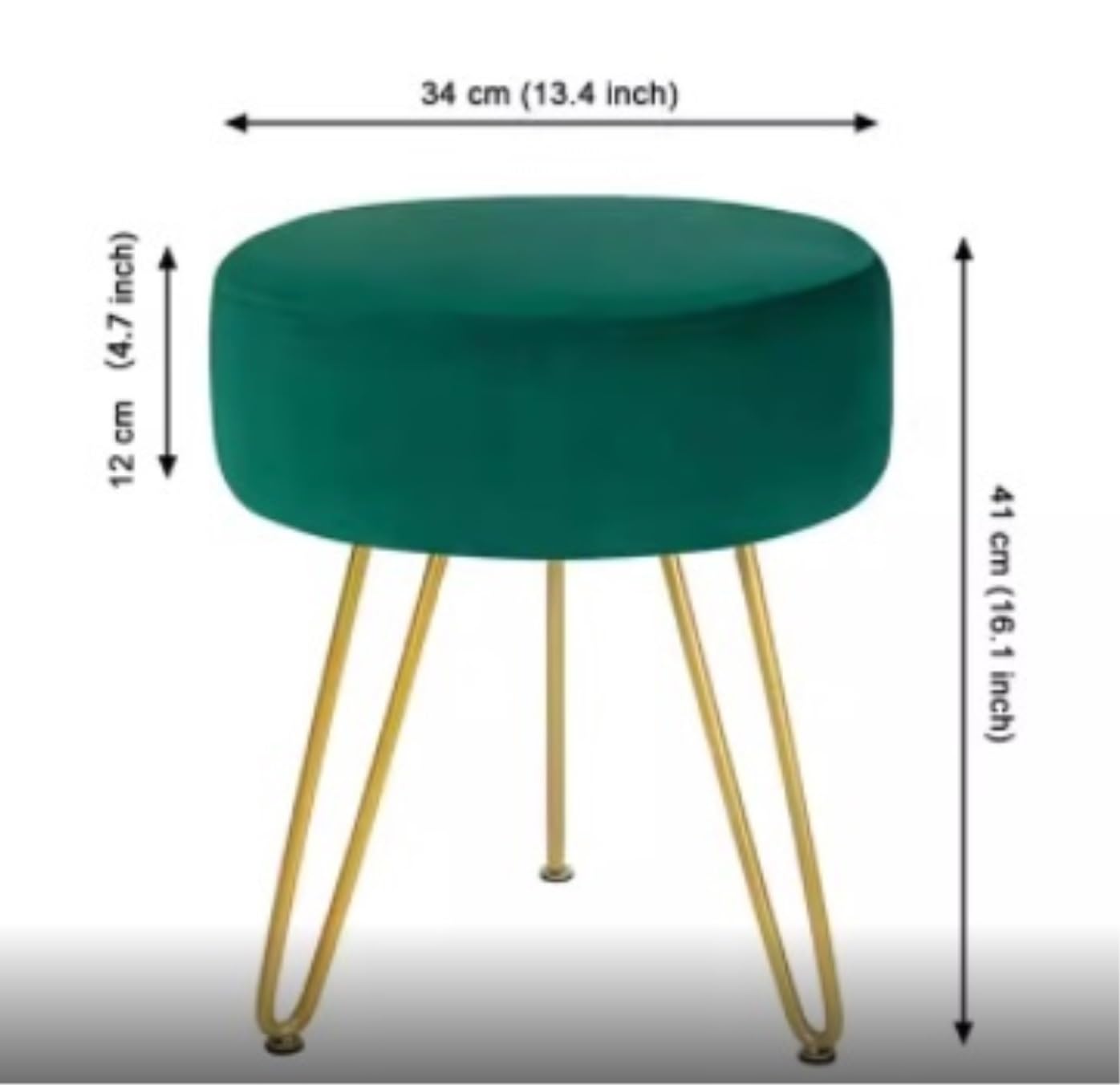 Ottomana Salón 1 Reposapiés Redondo Moderno De Terciopelo For El Hogar Asiento Extra(Grün)