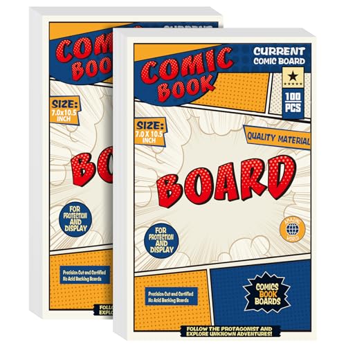 Image of Leffis 200 Comic Book Boards, Current Size Comic Boards Thick and Durable Regular Comic Book Backing Boards and Reusable Comic Boards for Regular Comics Boards 200PCS