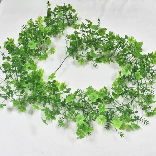 Couronne de rotin artificielle 180cm avec feuillage trèfle résistant pour extérieur