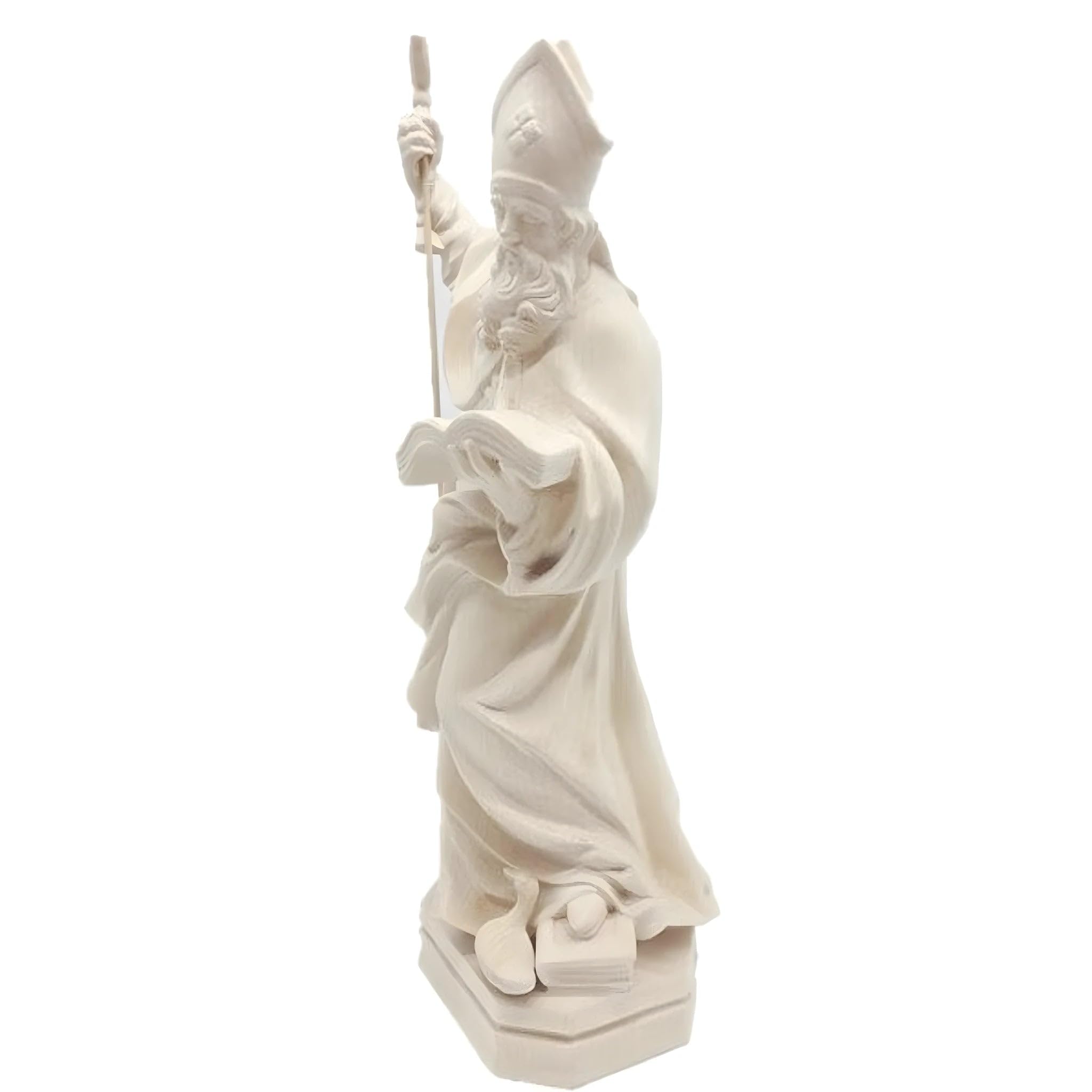 Dolfi Święty Marcin z książką i drewnianą gęsią 15 cm | Ręcznie barwione drewno w Val Gardena | Figurka szopki