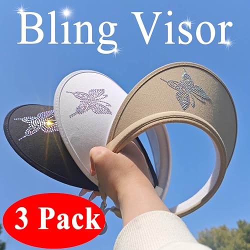 3 Pack de Visera para Mujer con Rhinestones Brillantes miniatura 3