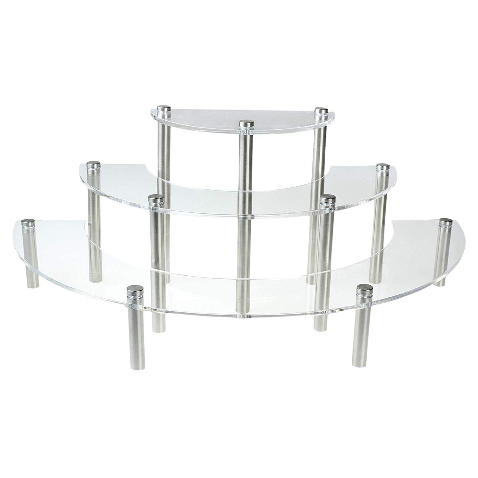 Acryl Display Stand Figurenregal Sammlerregal Cupcake Treppenregal mit Metallbeinen Stabil Abnehmbar für Desserttisch Sammlerstücke Heimdekoration, klar