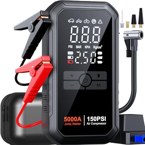 Heuuv Car Battery Jump Starter with Air Compressor 5000A 150PSI ...