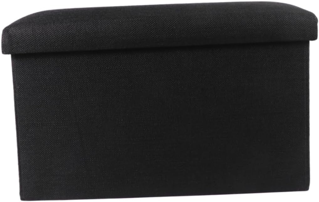 Cabilock Foldable Storage with Linen Fabric Toy Chest Multifunctional Bench Foot Rest for Bedroom Living Room Portable Lightweight Design Black