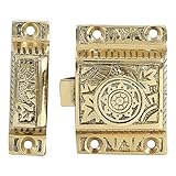 A29 Solid Brass Cabinet Latch, Handmade Polished Lacquered Finish Latch for Cabinet Closet Kitchen Door Windsor Design, Antique LAT