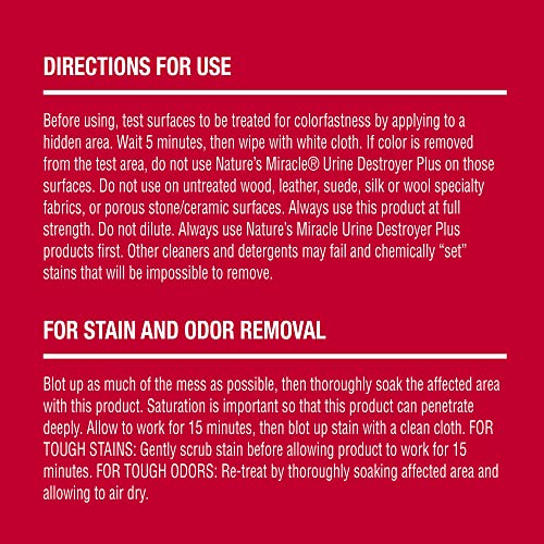 Nature's Miracle Urine Destroyer Plus para cães, fórmula enzimática para manchas graves de urina em