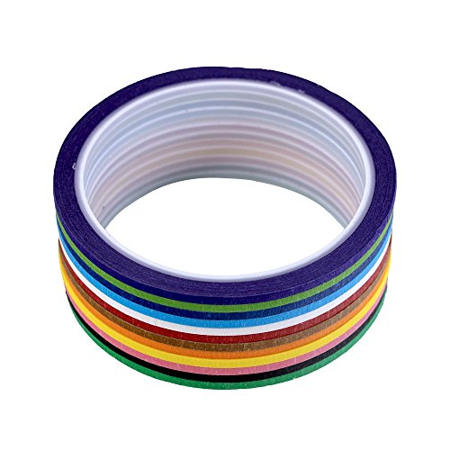 Supla 12 Colors 12 Rolls Whiteboard Gridding Tape Grid Marking Tapes 1/8"Wide X 42' Long Per Roll, Colored Masking Tape Adhesive Chart Tapes Artist Tape #TOP3