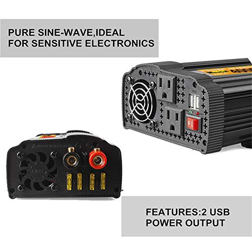 GRTBNH Power Inverter 3000W 4000W/5000W/6000W/8000W/10000W, Modified Sine Wave Converter DC 12V to AC 110V, Car Inverter with 2 USB Power for Caravan/Camping/Boat,8000w