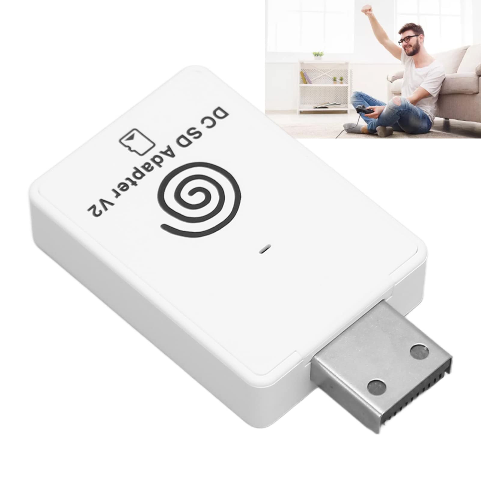 Generic Lector de Tarjetas de Consola de Juegos para Dreamcast, Adaptador de Lector de Tarjetas de Almacenamiento de Memoria de 128 GB con Indicador de Estado LED - Plug and Play, Material ABS