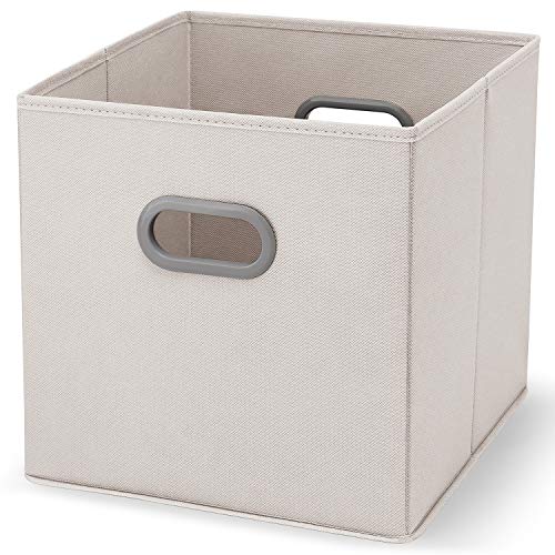MaidMAX Storage Bins 12x12x12, for Home Organization and Storage, Toy Storage Cube, Closet Organizers and Storage, with Dual Plastic Handles, Beige, Set of 6