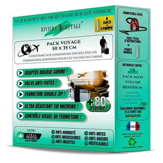 Bolsas Vacío Ropa-6 Tamaños Pequeños 35x50cm-Reutilizable-Para Maletas Viaje-Con Bomba Manual [+ 80% de espacio] Ultra Resistentes-Herméticas-Para Almacenamiento
