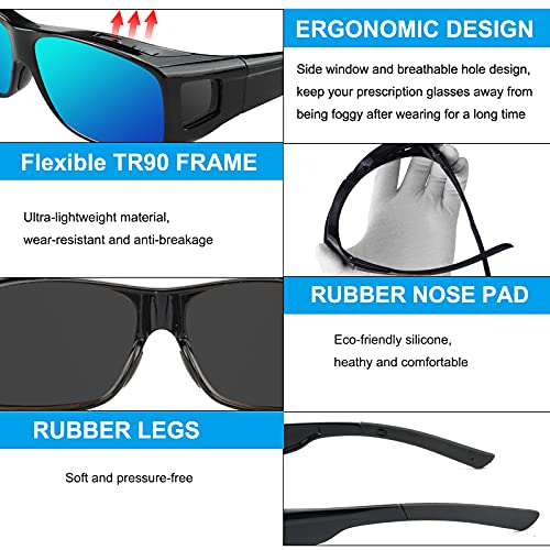 Fit Over the Glass Sunglasses Warp Around OverSized Polarized Sun Glasses UV Protection3
