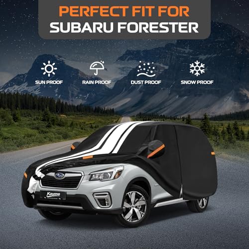 Image of Kayme Heavy Duty Car Cover Custom Fit for Subaru Forester (1997-2026) | Waterproof All Weather for Automobiles, Gift with Tape /Towel /Bag, Outdoor Full Exterior Cover Rain Snow Sun UV Protection.