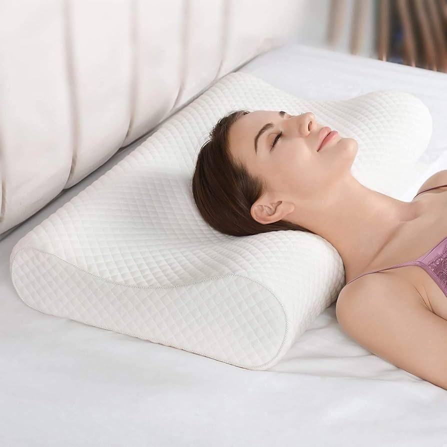 Image of Cervical Pillow for Neck Pain | 2 Years Warranty | Cool Gel Memory Foam Orthopedic Neck Support Pillow for Sleeping, Neck & Shoulder Pain (White Jacquard, Pack of 1)