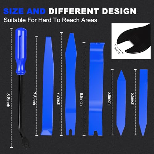 Image of 14PCS Auto Trim Removal Tool kit, Car Clip Removal Tools Kit No Scratch Plastic Pry Tool Door Panel Rivet Pliers Tool Kit,Interior Fastener Removal Set for Vehicle Dash Radio Audio Installer Blue