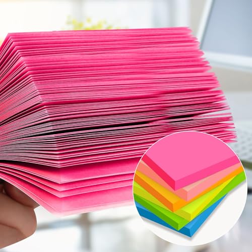 Image of 12 pads of sticky notes (76 x 127 mm), 6 brilliant colours, easy to write on, to-do lists and appointments, sticks securely, can be removed without leaving any residue