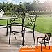 SUNCROWN 2 Pieces Wrought Iron Black Chairs 300 Lbs Outdoor Dining Chairs, Patio Metal Stackable Chair with Armrest for Backyard, Garden, Poolside
