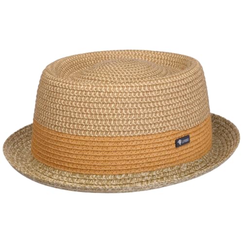 Lipodo Chapeau en Paille Ennario Pork Pie Homme - Made in Italy Porkpie de Soleil Printemps-ete Ete - L (58-59 cm) Nature
