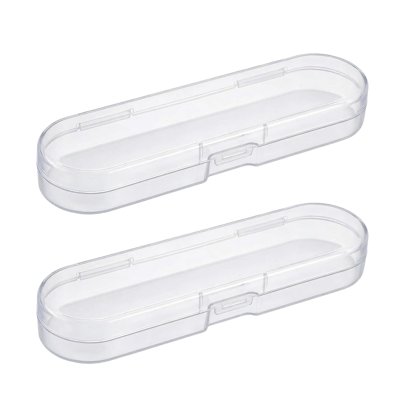 Pffiocix 2Pcs See Through Box for Small Items Stationery Storage Container for School Work Travel Clear Pencil Box