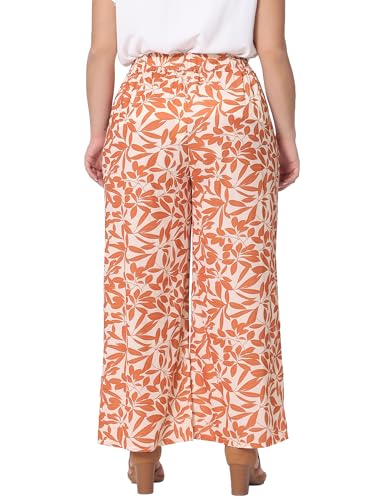 Agnes Orinda Plus Size Palazzo Pants for Women Floral Print High Waist Trousers Wide Leg Pants with Pocket4