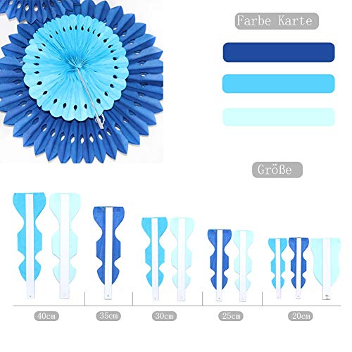 Himeland 10 Pezzi Ventagli di Carta, Blu Ghirlanda...
