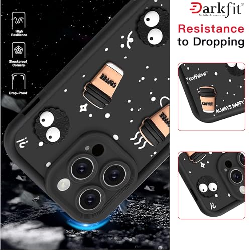 Image of DARKFIT Back Case Cover Compatible for iPhone 15 Pro Max | Cute Fun Cartoon 3D Ball Coffee Silicone Case | Camera Protection | Body Protection | Shock Proof | Colour Black | Pack of 1