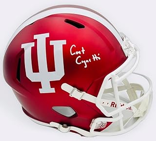 CURT CIGNETTI SIGNED INDIANA HOOSIERS FULL SIZE REPLICA HELMET AUTOGRAPH BECKETT AUTHENTICATION J26