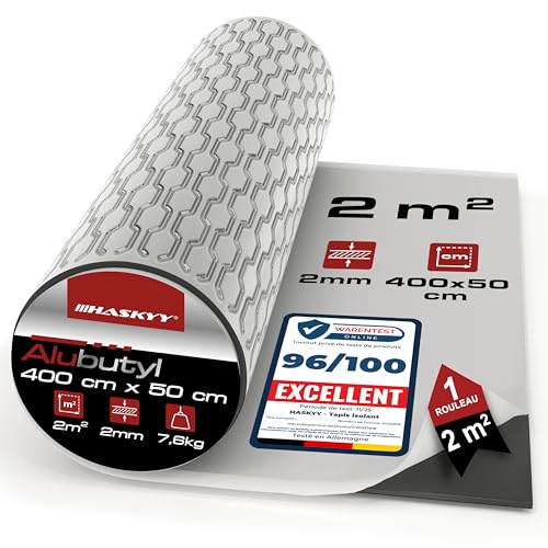 HASKYY Alubutyl Matériau d’insonorisation 2mm 2qm auto-adhésif pour portières de voiture - Matériau isolant - Acoustique