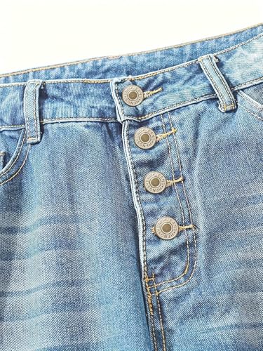 Women's High Waisted Straight Leg Jeans Loose Fit Button Fly Denim Pants Vintage Light Wash High Rise Casual Jean4
