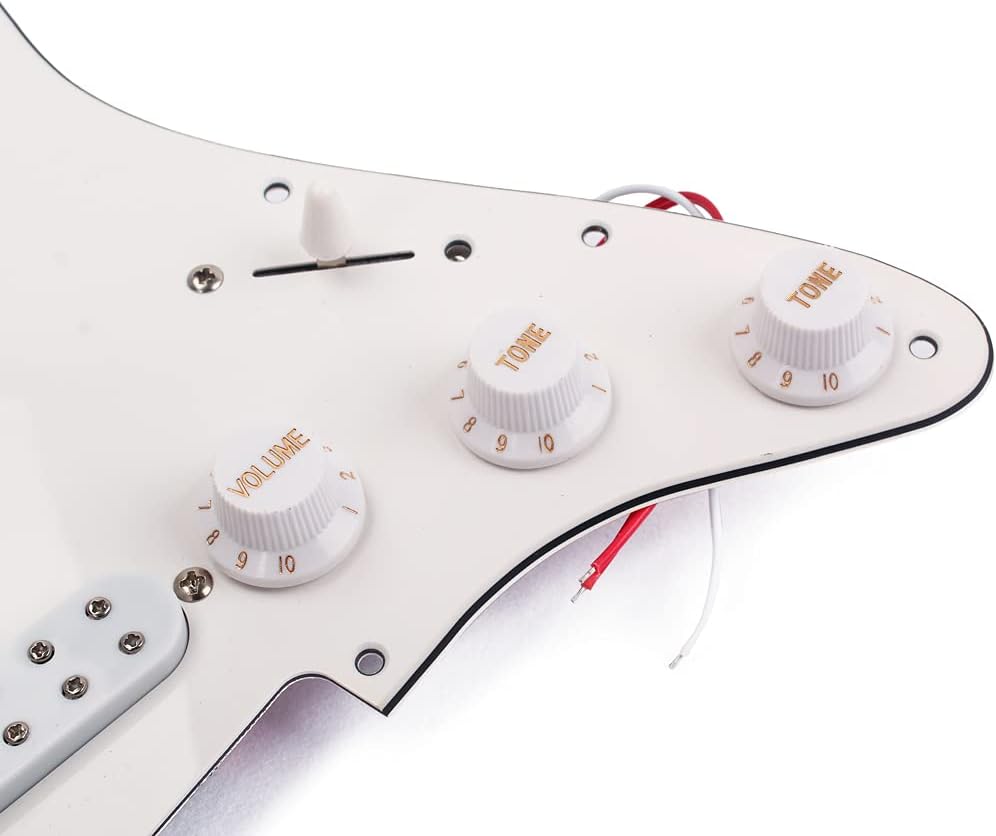 Northwest Guitars Pickguard Fully Loaded SSS Mit Alnico V Tonabnehmern | Komplett Verkabelt, Weiß Stratocaster Pickguard