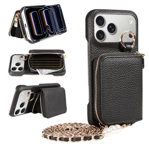 �E�H���b�g�P�[�X iPhone 16 Pro Max �p �J�[�h3�����[ �t�@�X�i�[���z �X�^���h�t�� ���E���`�F�[���X�g���b�v - �u���b�N | �����p�|�P�b�g�Ə������܂Ƃ߂�����[�X�y�[�X�APU���U�[�O����TPU�P�[�X�̑g�ݍ��킹�A�[�q�⑀�암�փA�N