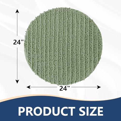 Image of Arotive Round Bathroom Rugs 24x24, Extra Soft Thick Absorbent Shaggy Chenille Bath Rugs, Machine Wash Dry, Bath Mats for Bathroom Floor, Tub and Shower, Home Decor Accessories, Sage Green
