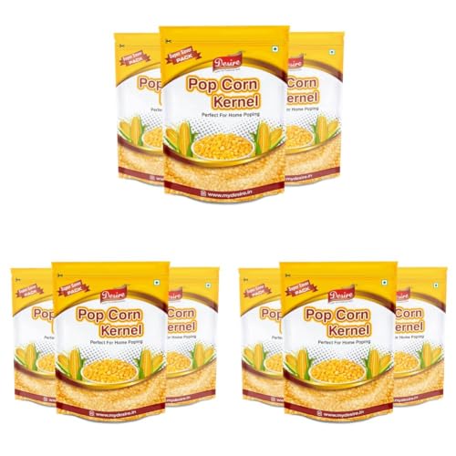 Image of Desire Popcorn Kernel Seeds, 3kg | A Grade Makkai Popcorn Kernels | Imported, High Expansion, Gourmet Quality for Movie Nights (Pack of 3)