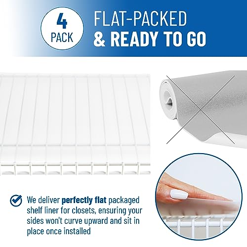 Closet Shelf Liner, Wire Shelf Liners for Closets and Pantry (Set of 4) 12 x 48 inch - Plastic Closet Liners