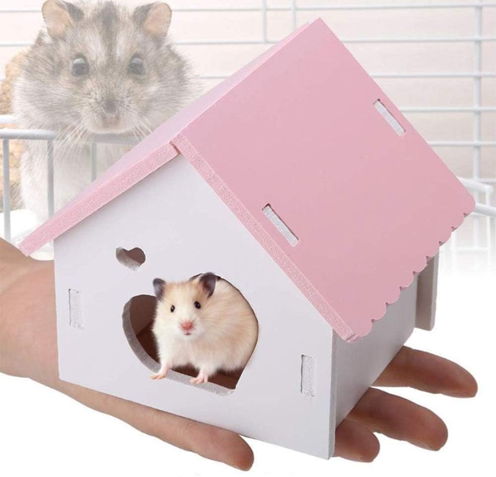 gutongyuan Hamster House Small Pet Hideout Hut Wooden DIY Hideaway Exercise Toy for Dwarf Guinea Pigs Rat Mouse Cage Sleeping Cage…