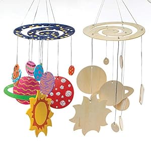 Baker Ross AR676 Houten mobiel”zonnesysteem” voor kinderen – voor knutselwerk en decoraties (2 stuks),hout