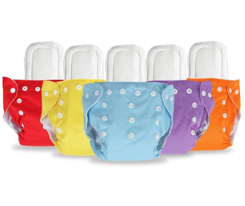 Flere Reusable Baby Cotton Cloth Diapers - Adjustable & Washable with Insert Pads for 0-3 Years | Soft, Waterproof & Eco-Friendly (Purple and Light Blue, Pack of 1)-image-20