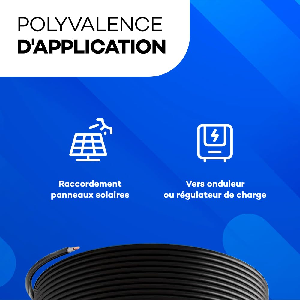 SOLIDSPARK Cable Panneau Solaire noir 6mm² - Haute performance - 25m