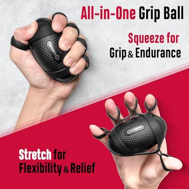 FitBeast Grip Strength Trainer, Hand Gripper Strengthener Kit - 6 Pack with Adjustable Resistance Forearm Strengthener, Forearm Exerciser and Massage Balls for Hand Therapy, Grip Training