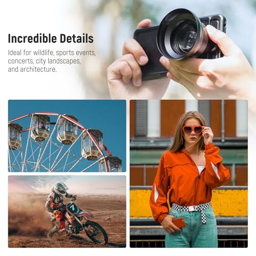 NEEWER HD 65mm Telephoto Phone Camera Lens with Lens Hood Only for 17mm Thread Lens Backplate Cell Phone Cage Case, 1.7X Zoom Lens Attachment Compatible with iPhone 16 15 S25 S24 Ultra Android, LS-66