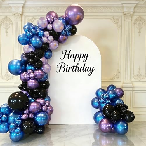 Image of Black Purple Blue Balloon, 60 PCS Outer Space Balloons, 12Inch Metallic Navy Blue Purple Black Balloon Pearl Purple Blue Confetti Latex Balloons for Kids Boys Astronaut Space Birthday Party Decoration