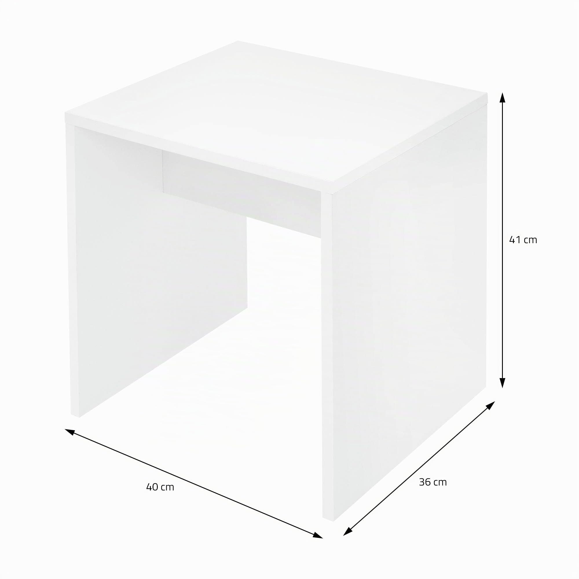 ECD Germany Sgabello da Toeletta Cosmetico Bianco in Legno 40 x 36 x 41 cm Aspetto Elegante Comfortabile Robusto Versatile Sedia da Trucco Moderno Montaggio Facile