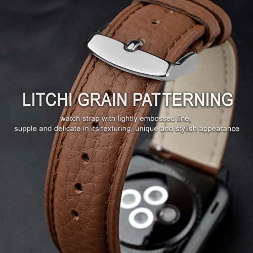 Image of ANNEFIT Watch Band 22mm, Quick Release Textured Padded Leather Straps with Silver Buckle for Men and Women (Brown)