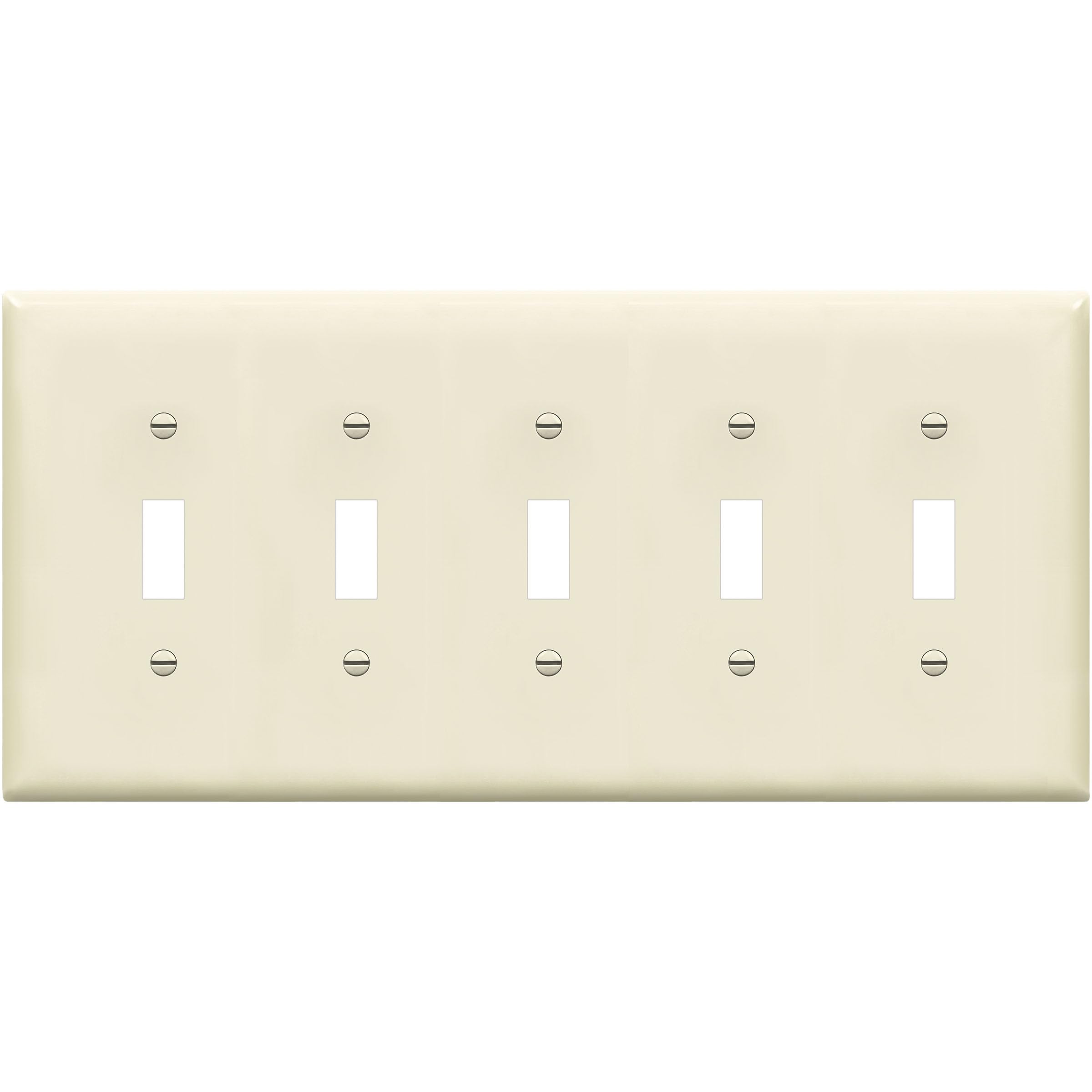 ENERLITES Five Gang Light Switch Wall Plate, Toggle Switch Plate, Gloss Finish, 5-Gang Mid-Size 4.88" x 10.39", Unbreakable Polycarbonate Thermoplastic, 8815M-LA, Light Almond