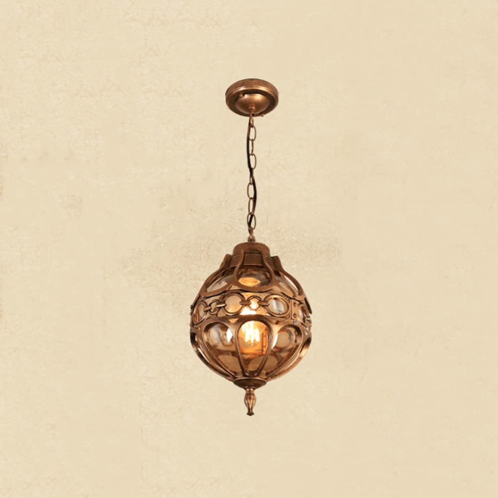 Spherical Pendant Light,European Style Pendant Light For Hotel,Bedside,Restaurant,Living Room Bedroom And Hallway Chandelier Lighting(E27 Base), Bronze