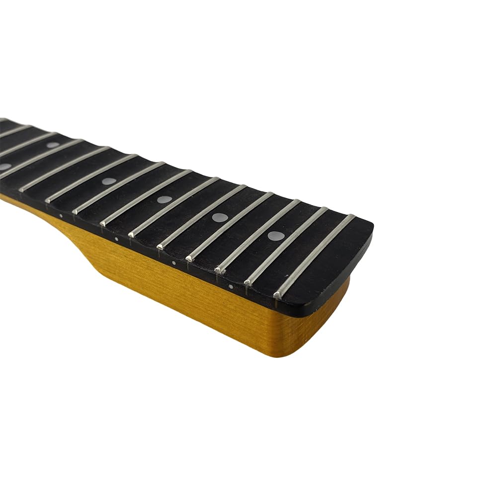 E-Gitarren-Hals, 22 Bünde, 648 mm Länge, Palisander-Griffbrett, weiße, quadratische Einlagen, Hals, DIY-Ersatz (komplett gewellt)
